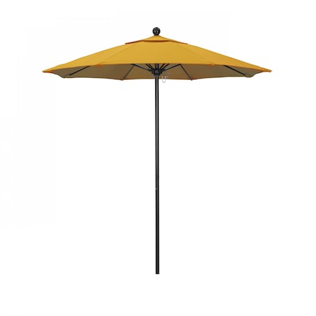 California Umbrella 7.5' Black Aluminum Market Patio Umbrella, Olefin Lemon 194061334737